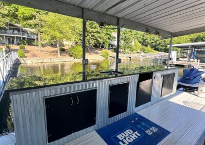 new countertops on outdoor bar on the dock